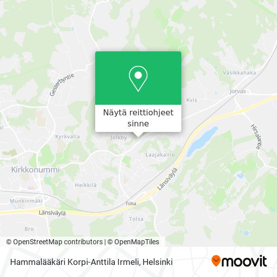 Hammalääkäri Korpi-Anttila Irmeli kartta