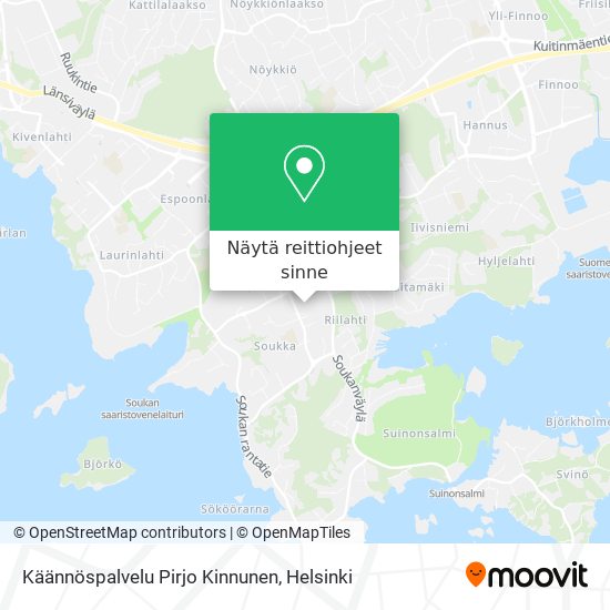 Käännöspalvelu Pirjo Kinnunen kartta