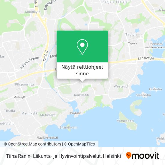 Tiina Ranin- Liikunta- ja Hyvinvointipalvelut kartta