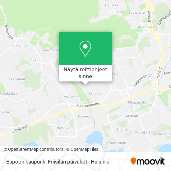 Espoon kaupunki Friisilän päiväkoti kartta