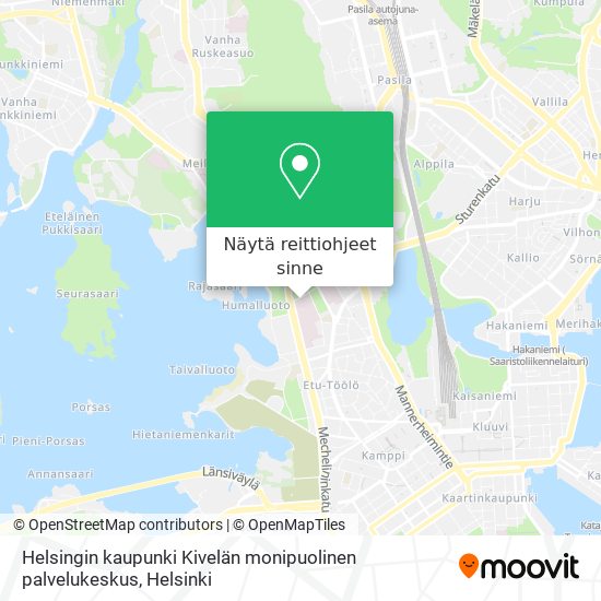 Helsingin kaupunki Kivelän monipuolinen palvelukeskus kartta