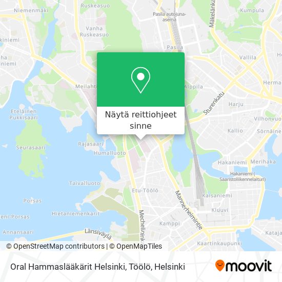 Oral Hammaslääkärit Helsinki, Töölö kartta