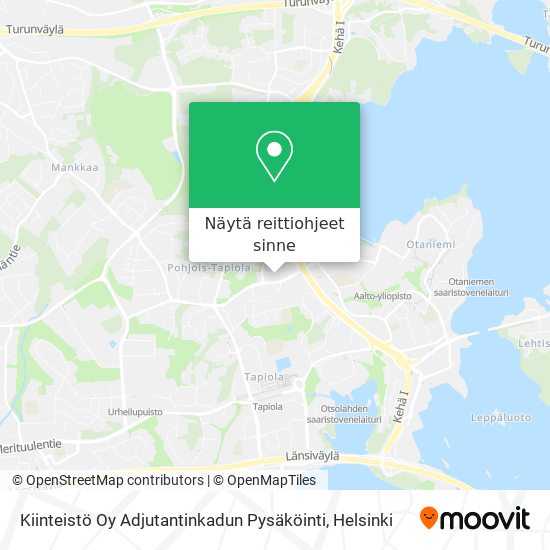 Kiinteistö Oy Adjutantinkadun Pysäköinti kartta