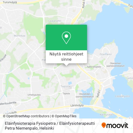 Eläinfysioterapia Fysiopetra / Eläinfysioterapeutti Petra Niemenpalo kartta