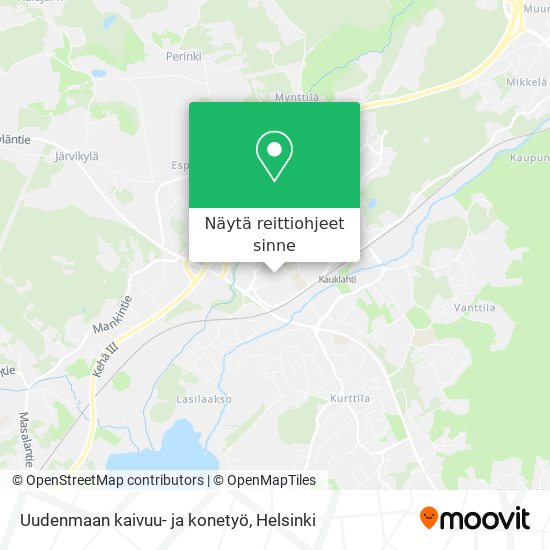 Uudenmaan kaivuu- ja konetyö kartta