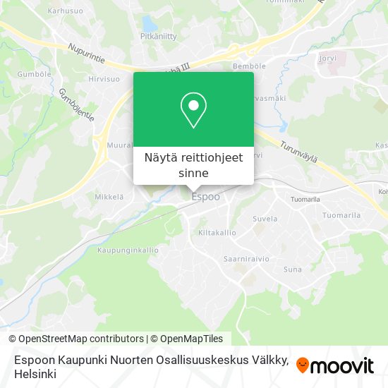 Espoon Kaupunki Nuorten Osallisuuskeskus Välkky kartta