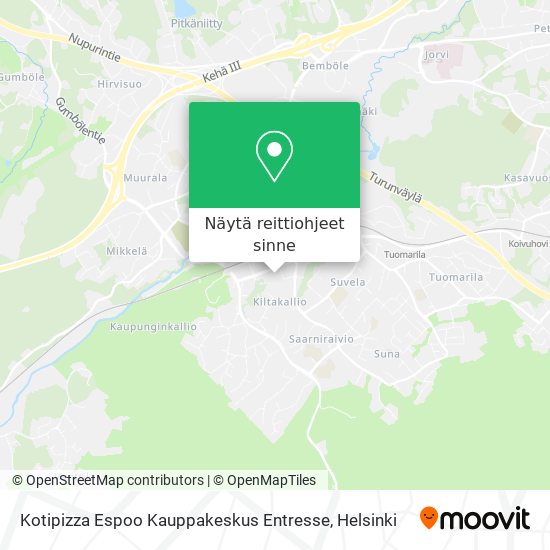 Kotipizza Espoo Kauppakeskus Entresse kartta