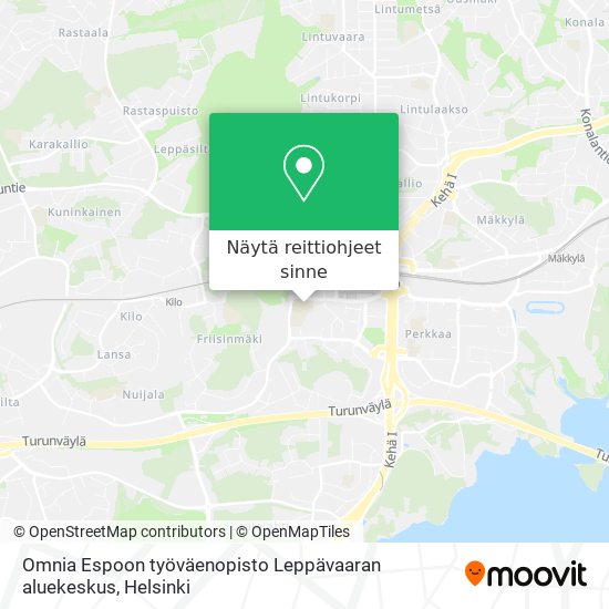 Omnia Espoon työväenopisto Leppävaaran aluekeskus kartta