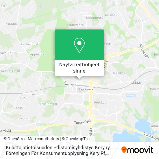 Kuluttajatietoisuuden Edistämisyhdistys Kery ry, Föreningen För Konsumentupplysning Kery Rf kartta