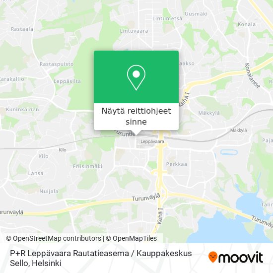 P+R Leppävaara Rautatieasema / Kauppakeskus Sello kartta