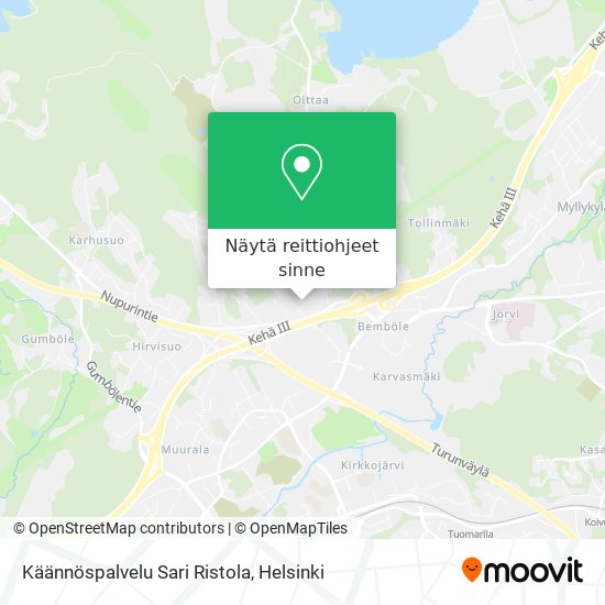 Käännöspalvelu Sari Ristola kartta