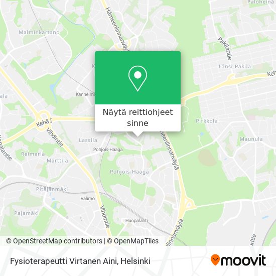 Fysioterapeutti Virtanen Aini kartta