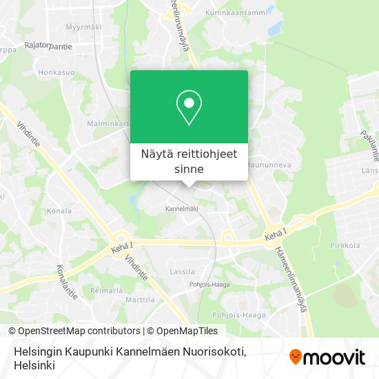 Helsingin Kaupunki Kannelmäen Nuorisokoti kartta