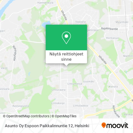 Asunto Oy Espoon Paikkalinnuntie 12 kartta