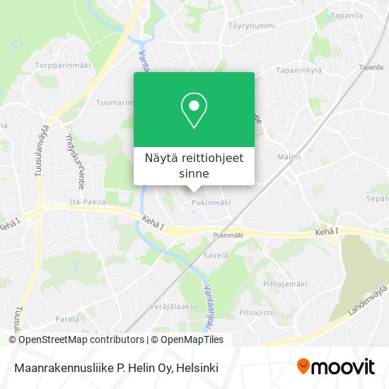 Maanrakennusliike P. Helin Oy kartta