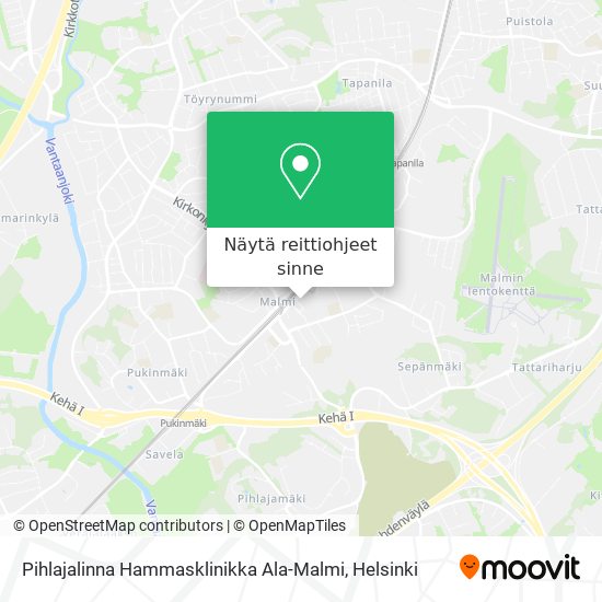 Pihlajalinna Hammasklinikka Ala-Malmi kartta