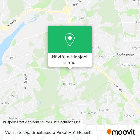 Voimistelu-ja Urheiluseura Pirkat R.Y. kartta