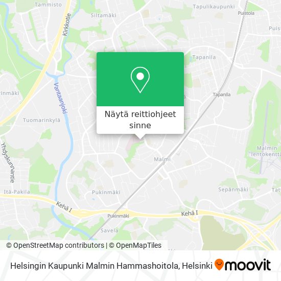 Helsingin Kaupunki Malmin Hammashoitola kartta