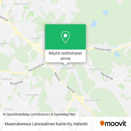 Maanrakennus Länsisalmen Kaivin Ky kartta