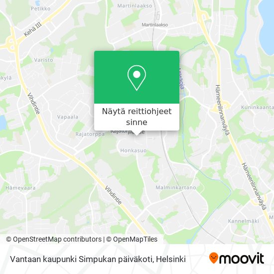 Vantaan kaupunki Simpukan päiväkoti kartta