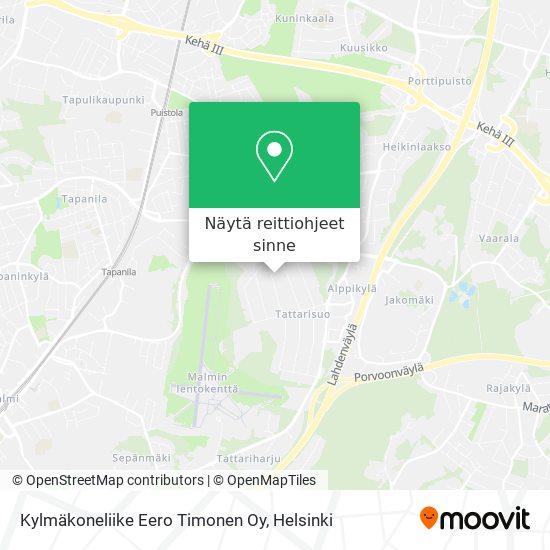 Kylmäkoneliike Eero Timonen Oy kartta