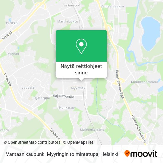 Vantaan kaupunki Myyringin toimintatupa kartta