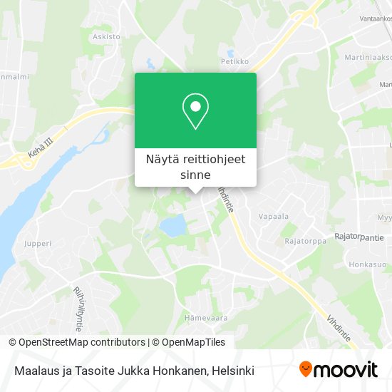 Maalaus ja Tasoite Jukka Honkanen kartta