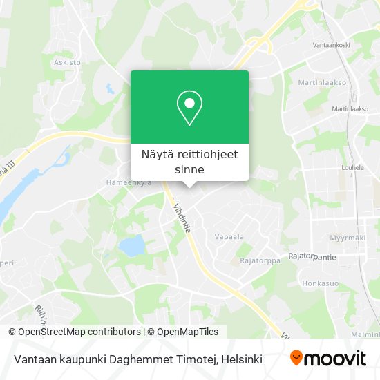 Vantaan kaupunki Daghemmet Timotej kartta