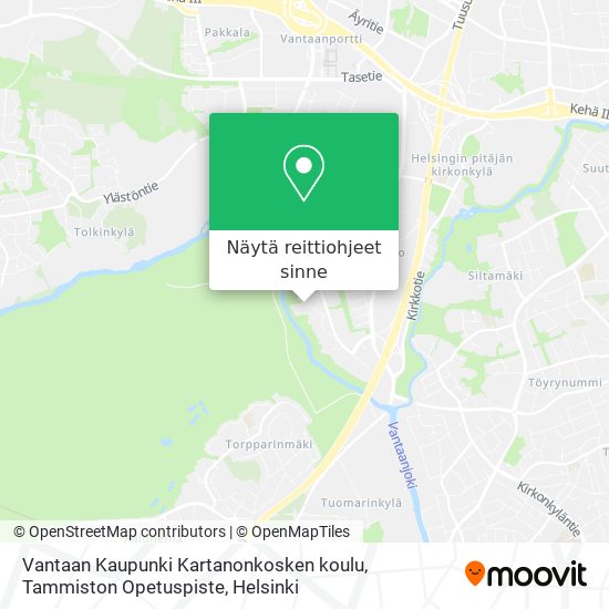 Vantaan Kaupunki Kartanonkosken koulu, Tammiston Opetuspiste kartta