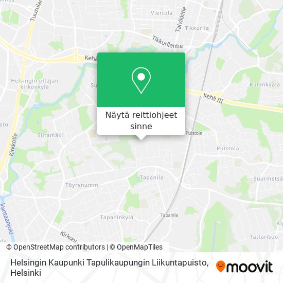 Helsingin Kaupunki Tapulikaupungin Liikuntapuisto kartta