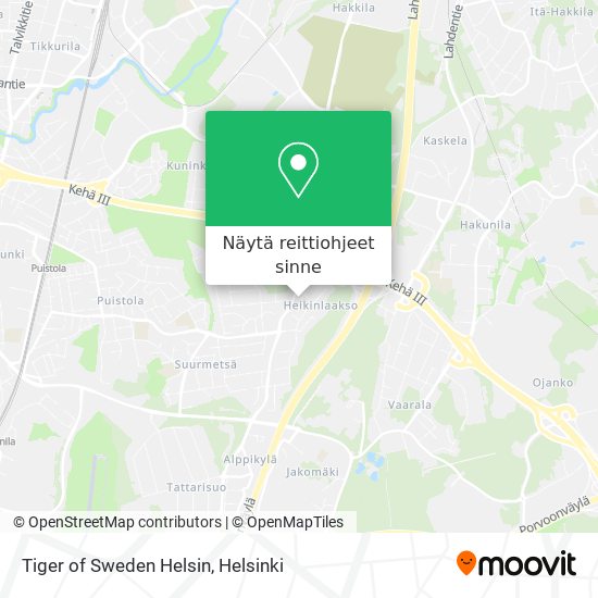 Tiger of Sweden Helsin kartta