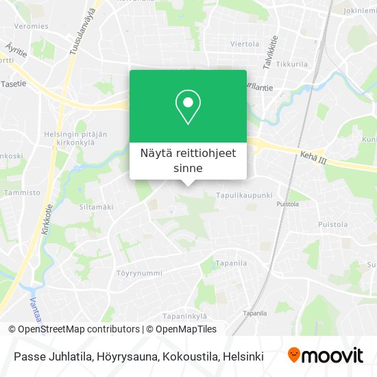 Passe Juhlatila, Höyrysauna, Kokoustila kartta