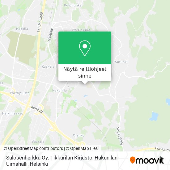 Salosenherkku Oy: Tikkurilan Kirjasto, Hakunilan Uimahalli kartta