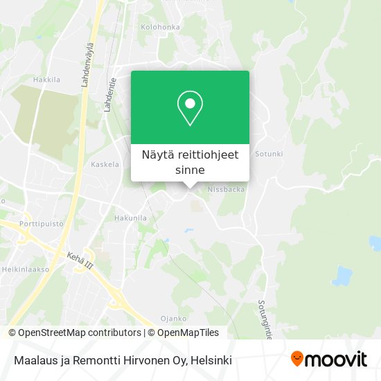 Maalaus ja Remontti Hirvonen Oy kartta