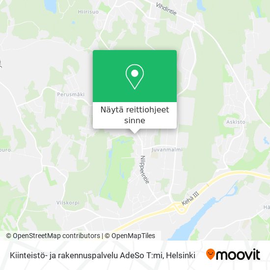 Kiinteistö- ja rakennuspalvelu AdeSo T:mi kartta