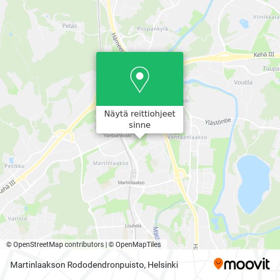 Martinlaakson Rododendronpuisto kartta