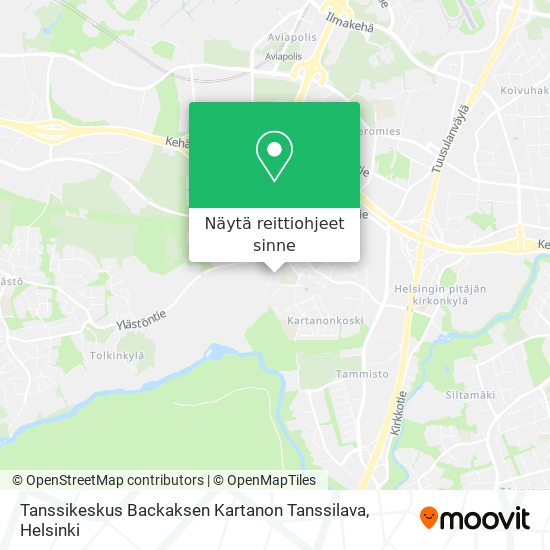 Tanssikeskus Backaksen Kartanon Tanssilava kartta