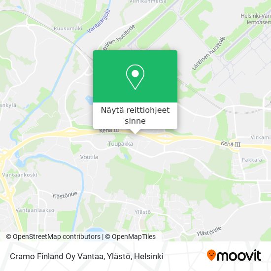 Cramo Finland Oy Vantaa, Ylästö kartta