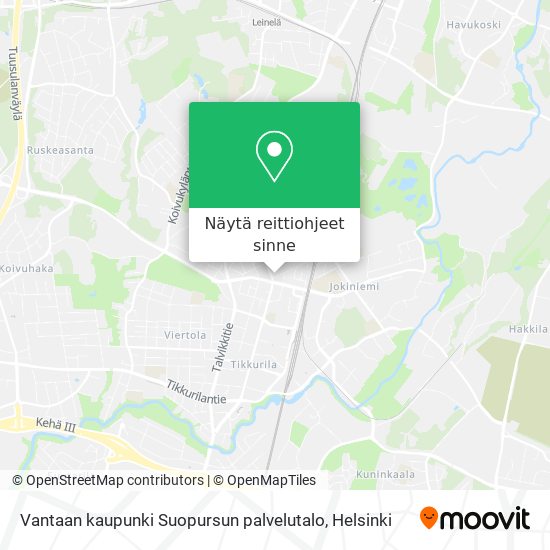 Vantaan kaupunki Suopursun palvelutalo kartta
