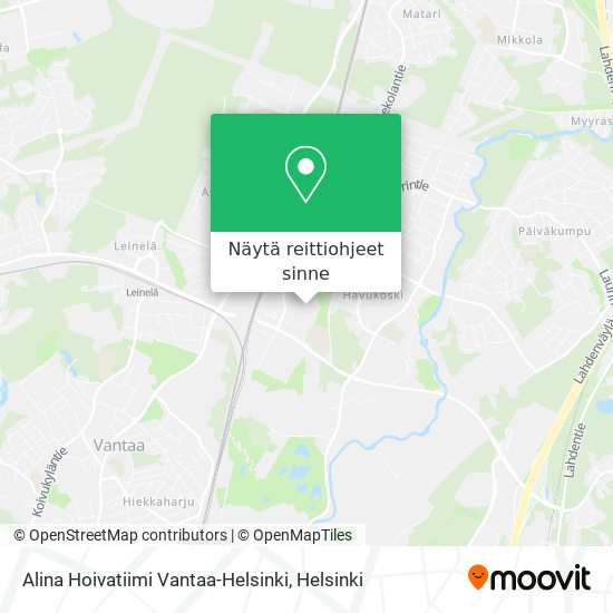 Alina Hoivatiimi Vantaa-Helsinki kartta