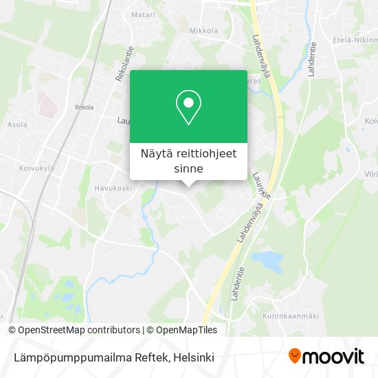 Lämpöpumppumailma Reftek kartta