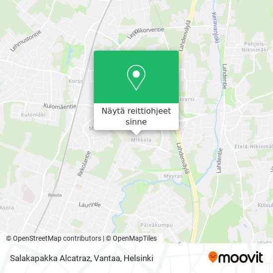 Salakapakka Alcatraz, Vantaa kartta