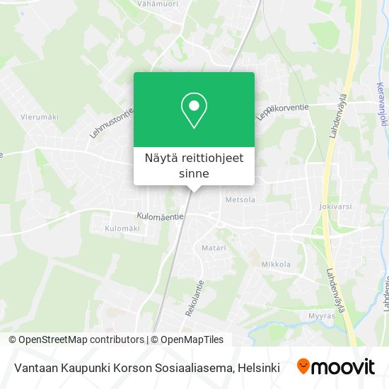 Vantaan Kaupunki Korson Sosiaaliasema kartta