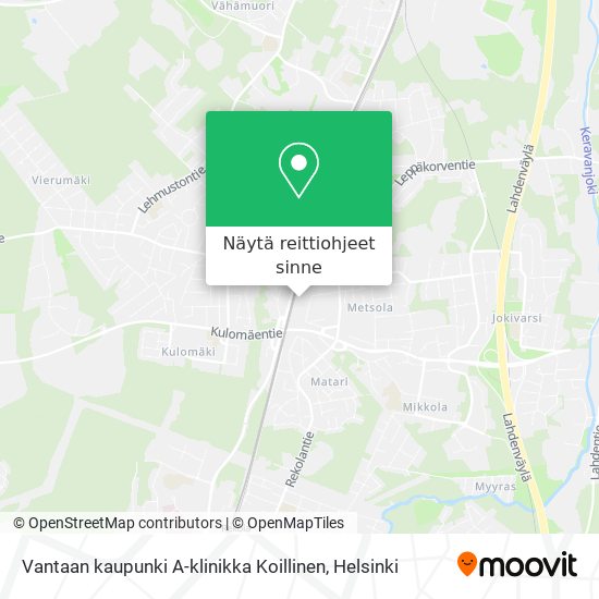 Vantaan kaupunki A-klinikka Koillinen kartta