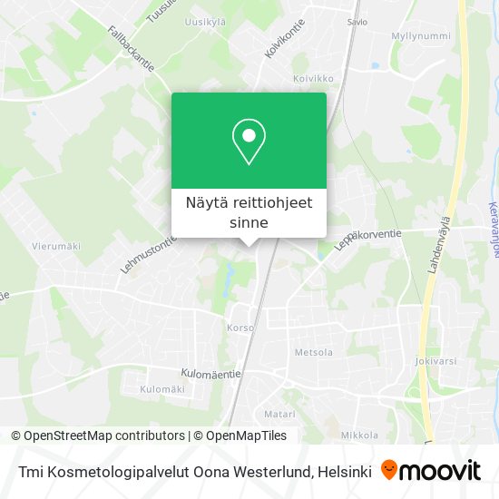 Tmi Kosmetologipalvelut Oona Westerlund kartta