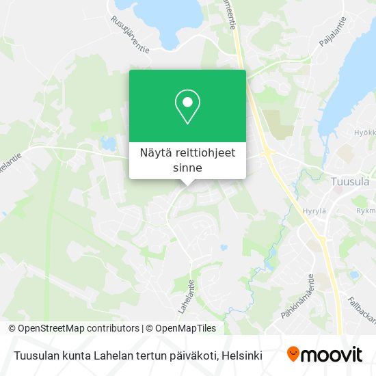 Tuusulan kunta Lahelan tertun päiväkoti kartta