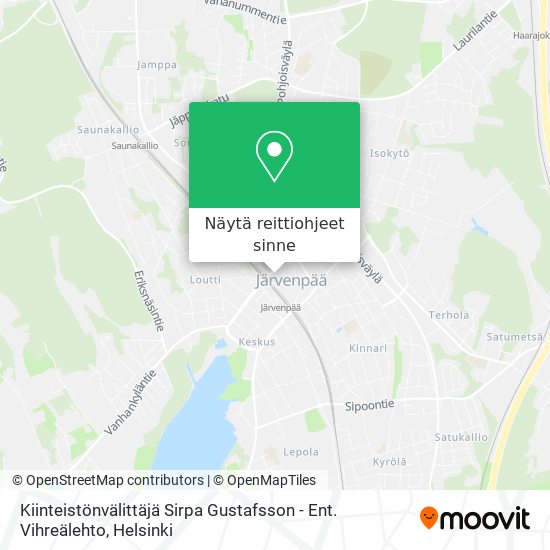 Kiinteistönvälittäjä Sirpa Gustafsson - Ent. Vihreälehto kartta