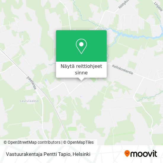 Vastuurakentaja Pentti Tapio kartta
