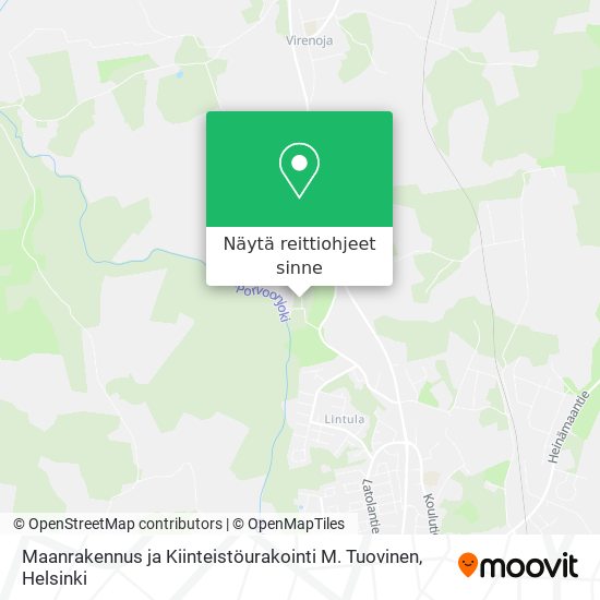 Maanrakennus ja Kiinteistöurakointi M. Tuovinen kartta