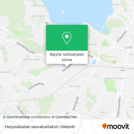 Harjunalustan seurakuntakoti kartta